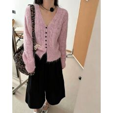 批发针织开衫女2026秋季新款<b class='q'>韩版</b>V领时尚减龄毛衣外套温柔风穿搭短款