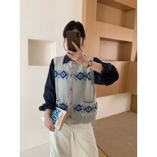 批发费尔岛提花针织马甲背心女外穿2026秋<b class='q'>冬</b>圆领叠穿漂亮无袖开衫毛衣