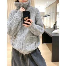 批发Hers韩版东大门新款高级保暖厚实可翻高领针织毛衣拉链外套