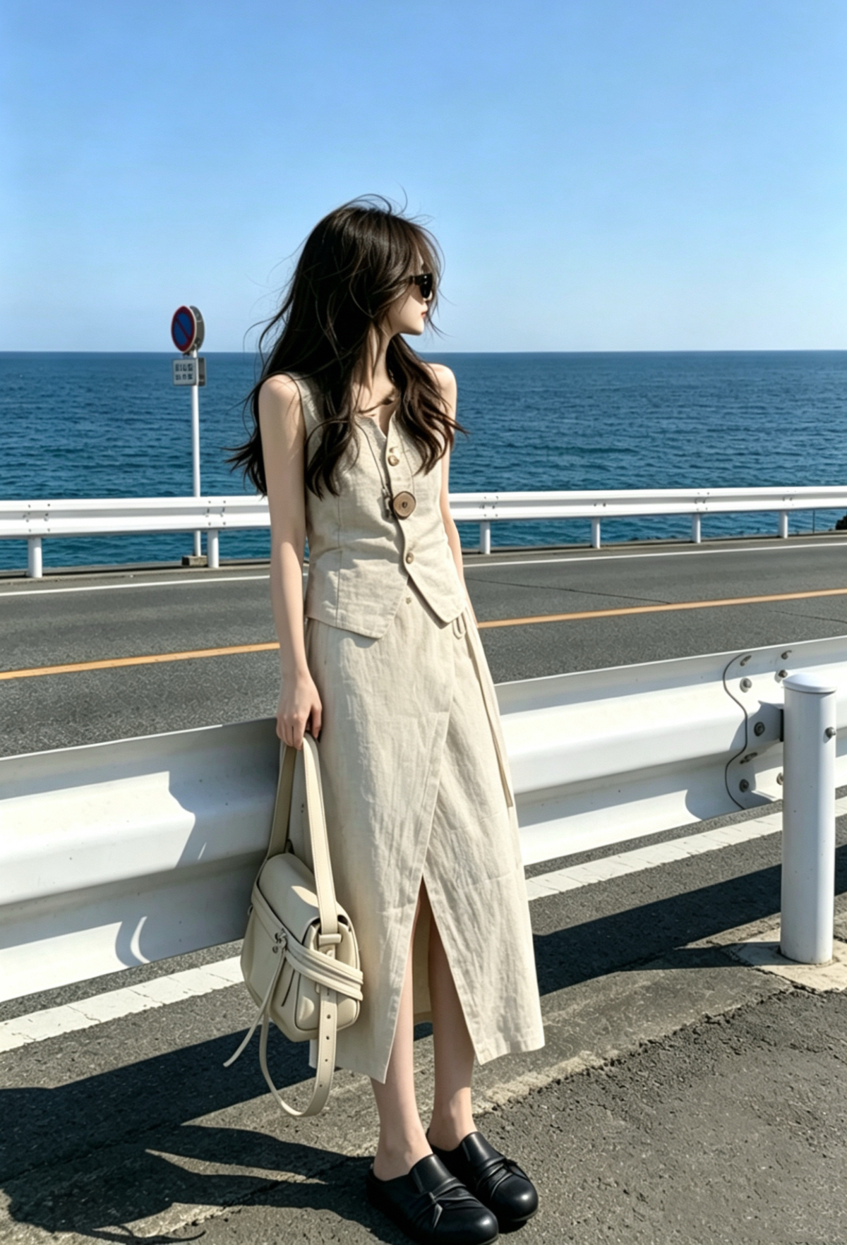 실사 정가 오래된 이전 바람 정장 베스트 맨위 트임 스트랩 반신 스커트