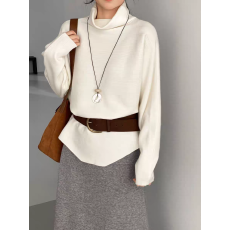 批发蝙蝠袖堆堆领毛衣2025冬季新款小众设计感不规则宽松针织衫