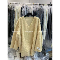 批发Miss家<b class='q'>韩国</b>东大门秋冬新款软糯甜美V领洋气仿貂毛针织衫女<b class='q'>卫衣</b>