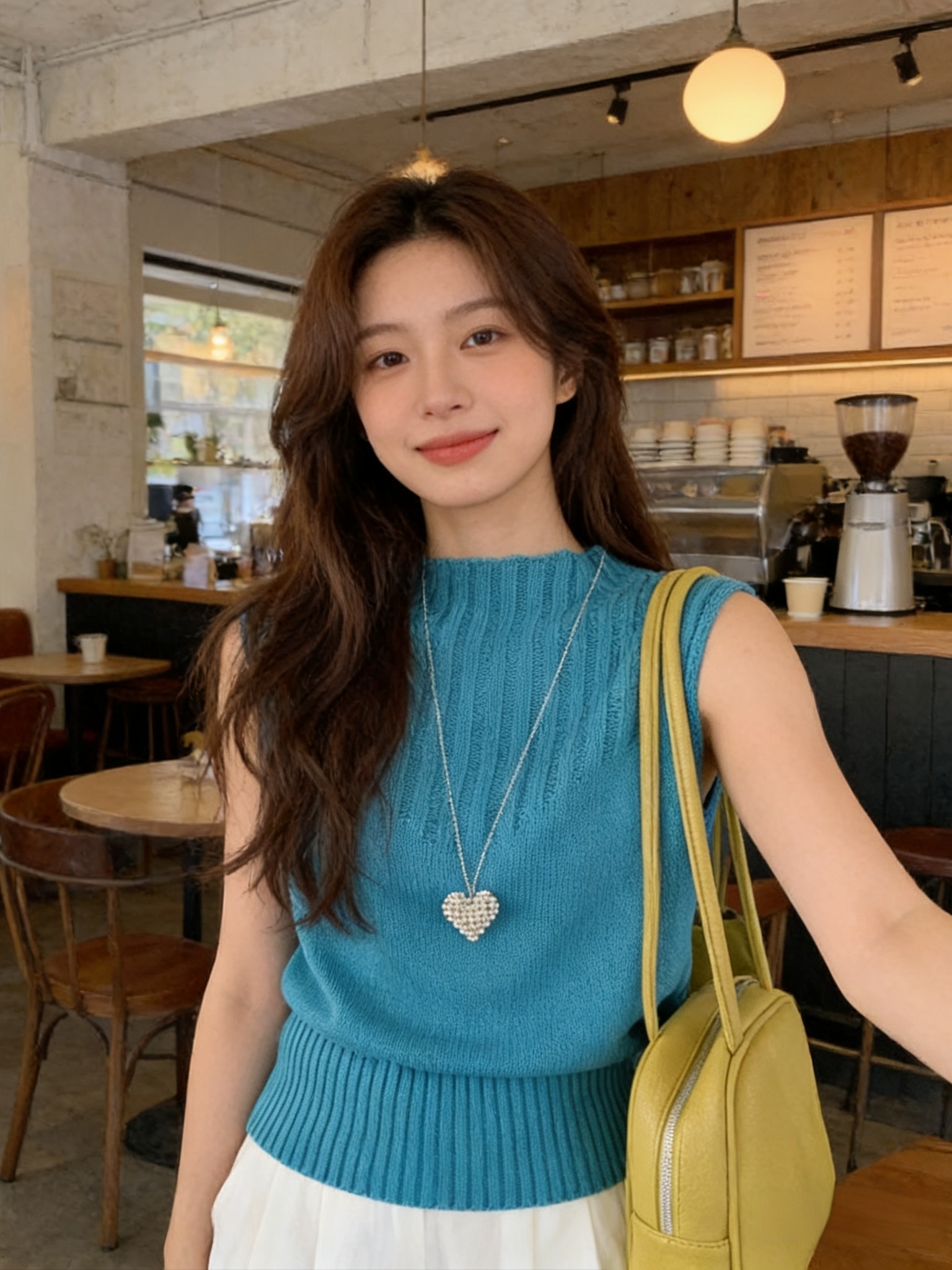 실사 한 세대 디자인 센스 뒤로 홀로우 아웃 스탠드 칼라 니트 조끼 여자 2026 새로운 스택 착용 백리스 섹시함 맨위