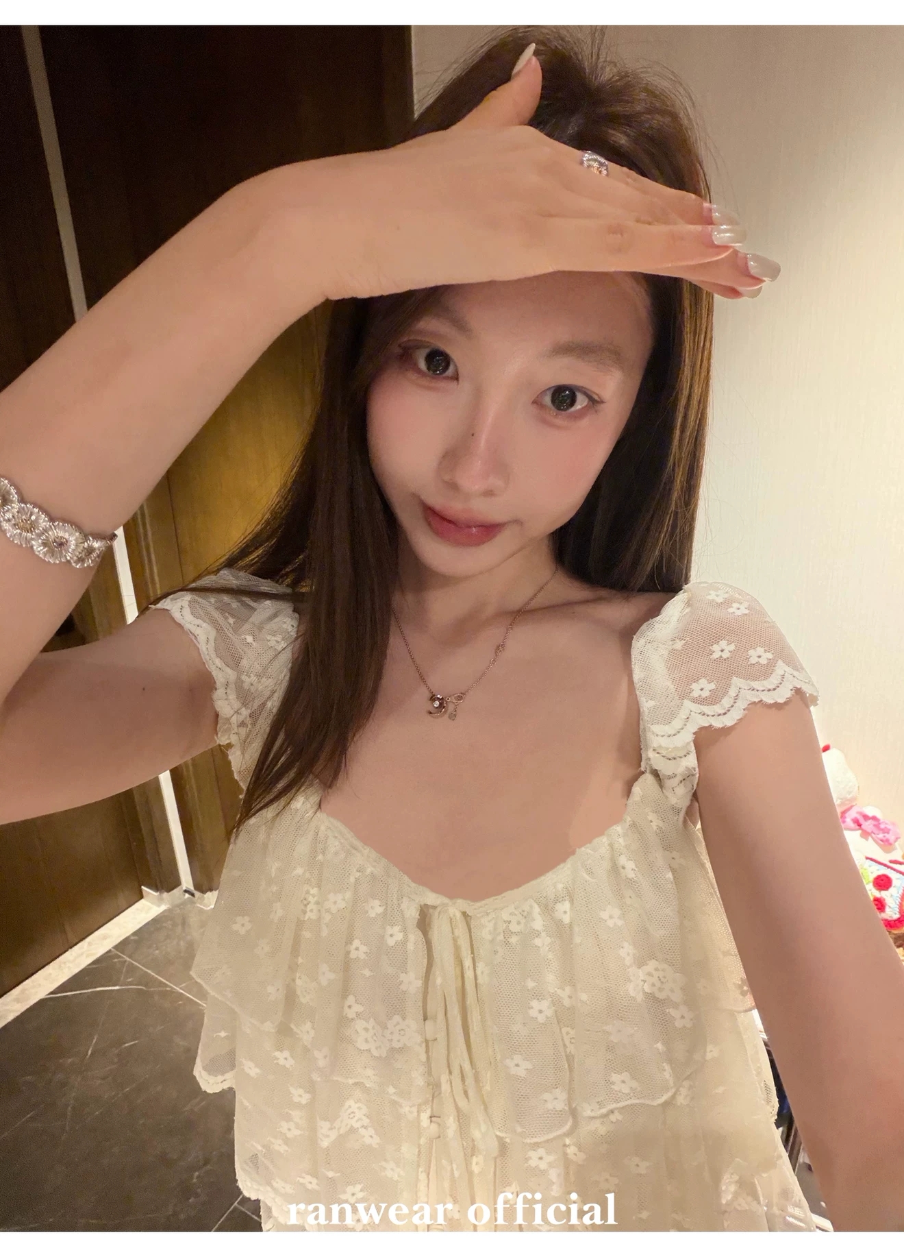 ranwear 주요 추진력 하트 비트 순간 무거운 작업 세트 염색 빛 럭셔리 철자 레이스 광장 칼라 요정 가스 작은 날다 소매 맨위