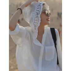 批发镂空钩花连帽<b class='q'>防晒</b>衬衫女2026新款春季设计感小众空调衫<b class='q'>防晒</b>薄<b class='q'>外套</b>