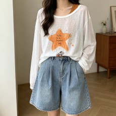 批发实拍 慵懒风星星印花防晒罩衫女夏超火减龄上衣绿色吊带背心套装