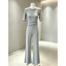 批发实拍 三色中袖T恤女修身显瘦百搭直筒垂感<b class='q'>休闲</b>裤2026秋季两件套装