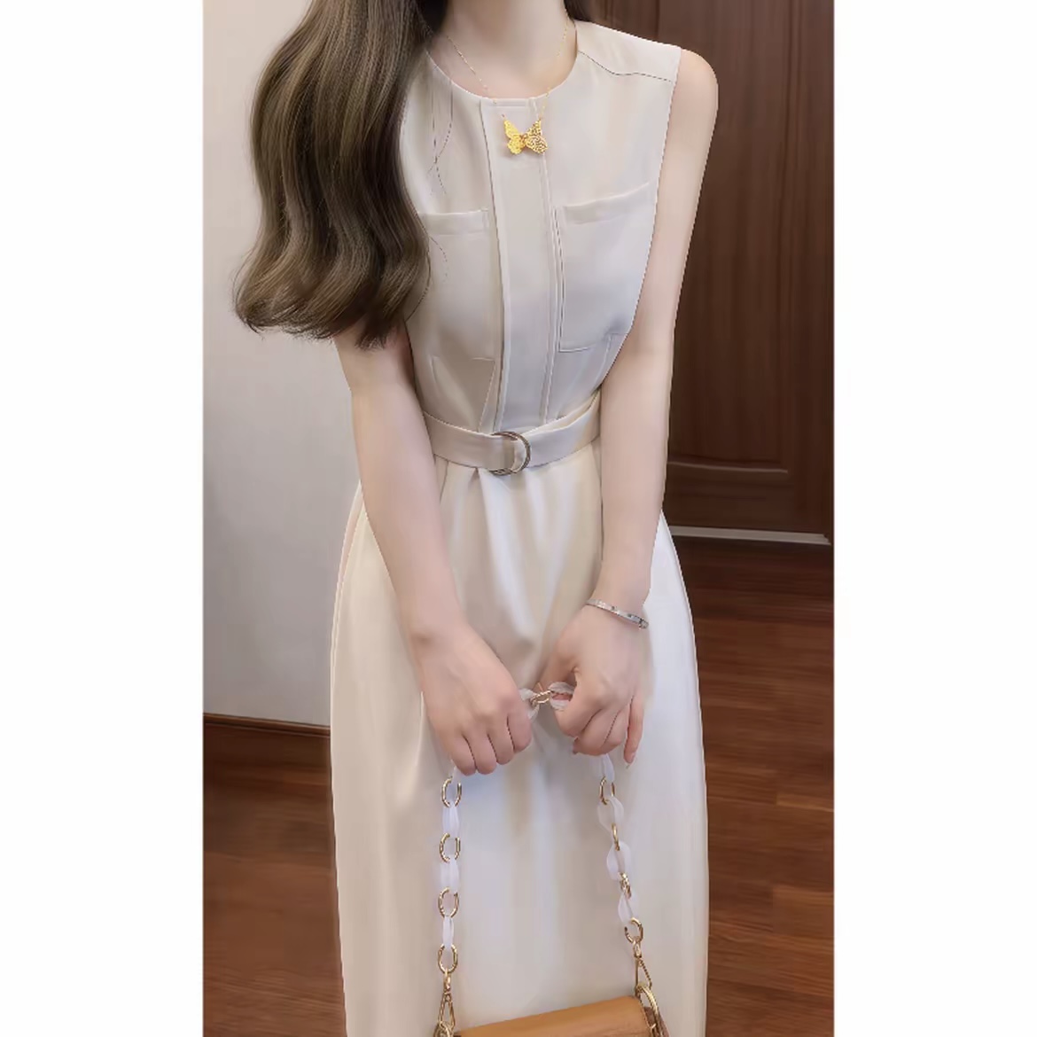 실사 우아함 자르기 작은 키 고급 센스 패션 올인원 바지 점프 슈트 롱 스커트