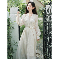 批发实拍原创外单法式穿搭<b class='q'>连衣裙</b>高级感超仙气质旅游穿搭度假风长裙