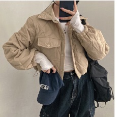 批发有货ins新款时尚百搭韩系纯色复古翻领小个子毛呢<b class='q'>短外套</b>