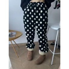 批发有货 <b class='q'>韩国</b>东大门 羊羔毛波点束脚裤