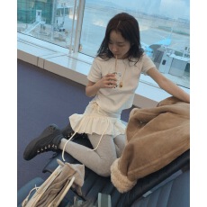 已出 东大门新款叠穿屁帘小清新浪漫百搭遮胯短裙