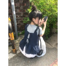 批发已入库  2026新款韩版格子系带荷叶边吊带前后两穿