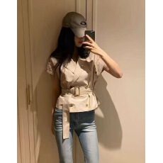 批发新款工装马甲短款腰带气质显瘦工装<b class='q'>外套</b>潮时尚百搭<b class='q'>上衣</b>