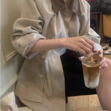 批发已入库 韩国东大门2026新款韩版百搭收腰拼色风衣外套女