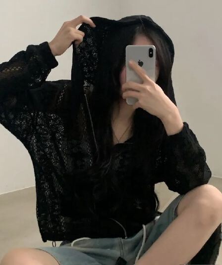 재고 있음 새로운 작은 대중 연령 감소 홀로우 아웃 자카드 펌프 로프 후드 레이스 재킷