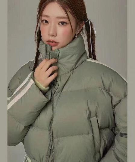 겨울 미니멀리즘 한국 동대문 면 옷 쇼트 스타일 패션 스탠드 칼라 운동 재킷 여성 셔츠