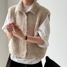 批发韩系深灰色高领毛衣马甲针织背心女秋<b class='q'>冬</b>宽松慵懒叠穿外搭无袖上衣