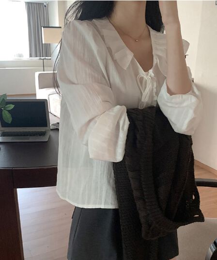 chic 2026 레이스업 싱글 줄 버튼 셔츠