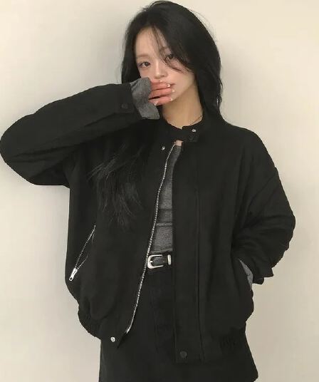 한국 스타일 디자인 센스 스탠드 칼라 플러시 표면 가죽 여성 코트 레트로 스웨이드 지퍼 오토바이 캐주얼 다용도 재킷 짧은 외투