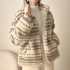 批发有货 韩版<b class='q'>甜美</b>撞色加厚保暖外套棉衣女