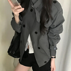 批发已出货 chic时尚韩版双排扣风衣外套
