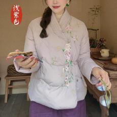 批发新中式国风棉服女刺绣花立领改良唐装禅意茶服外套冬装<b class='q'>棉衣</b>