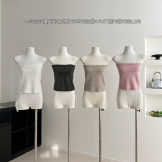 批发XUAN璇璇ins纯欲风重工闪钻修身针织抹胸背心女打底内搭抹胸上衣