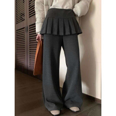 批发2025<b class='q'>秋</b>冬新款假两件叠穿高腰阔腿显瘦百搭保暖长裤加厚休闲裤女