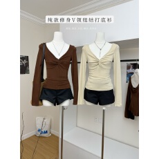 批发'天使肌肤'显瘦显身材一绝!山羊绒真丝天丝奢贵0压感纽结打底衫