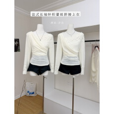 批发木子李的李设计感精致温柔长袖针织<b class='q'>蕾丝</b>拼接上衣垂感<b class='q'>半身裙</b>套装冬