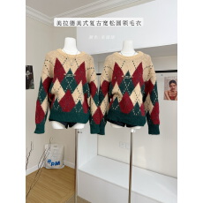 批发BJHG不计后果圣诞毛衣男秋<b class='q'>冬</b>潮牌美拉德美式复古宽松圆领针织衫女