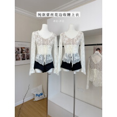批发Mejiu蜜九秋月逢时纯欲蕾丝花边收腰上衣女秋气质<b class='q'>短裙</b>两件套