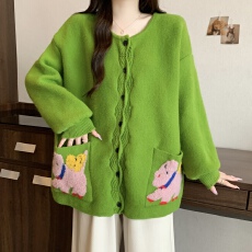 批发大码复古毛衣<b class='q'>开衫</b>外套女秋冬2026新款宽松休闲时尚慵懒上衣