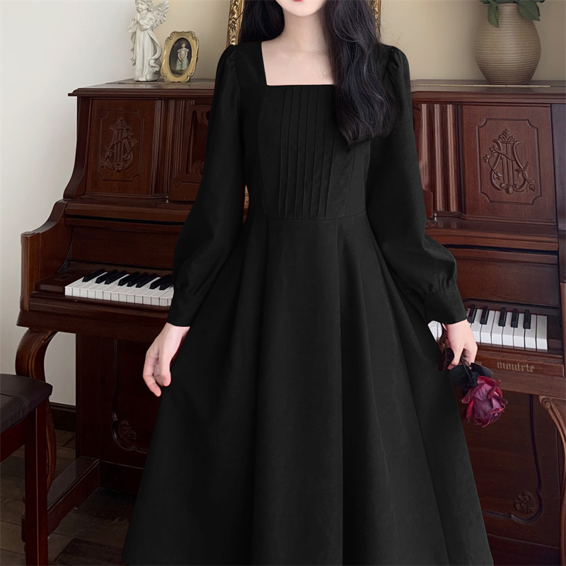 MY14169# 新款大码女装微胖mm遮肉显瘦法式气质小黑裙内搭针织连衣裙子女裝貨源服裝批發