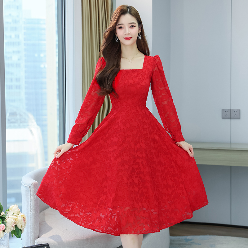 MY14163# 大码法式高级感长袖连衣裙胖mm收腰遮肚显瘦气质赫本风小黑裙女裝貨源服裝批發