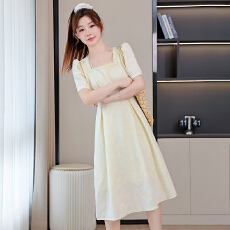 批发新款大码茶歇法式连衣裙夏显瘦遮肚微胖<b class='q'>气质</b>A字裙清冷白色系穿搭.