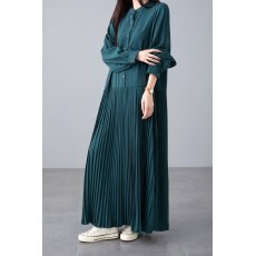 批发2025秋新 大码女装<b class='q'>长裙</b> 宽松压折长款长袖连衣裙