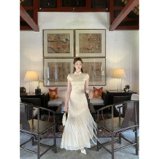 批发新中式国风EIA一尧关关雎鸠贵气千金旗袍连衣裙女夏气质长裙