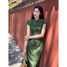 批发EIA一尧丹青客新中式提花改良旗袍女春气质<b class='q'>复古</b>短袖连衣裙