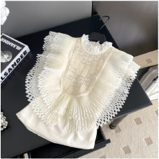 批发彩依  2026新款  重工钉珠荷叶边拼接<b class='q'>无袖</b>上衣女夏季衬衫