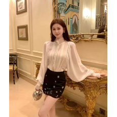 批发艺彩  2026新款  重工法式上衣轻奢高级感减龄洋气荷叶边<b class='q'>衬衫女</b>