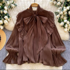 批发轻奢名媛重工钉珠刺绣长袖单排扣<b class='q'>网纱</b>衬衫女秋季高级感别致<b class='q'>上衣</b>潮