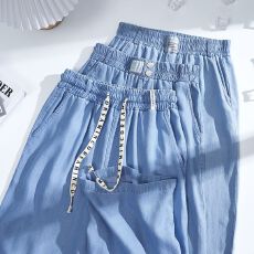 批发实拍<b class='q'>加肥</b>180斤天丝牛仔裤女2026夏季薄款高腰垂感休闲冰丝阔腿裤