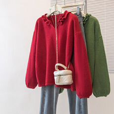 批发实拍大码<b class='q'>秋</b>冬2025新款洋气新年穿搭红色毛衣女宽松显瘦百搭上衣