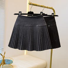 批发实拍韩版毛呢半身裙女2024秋冬新款高腰显瘦气质百褶大码<b class='q'>短裙</b>