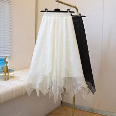 批发实拍夏季蕾丝大码拼接流光纱内衬度假仙气飘飘大摆伞裙a字中长裙