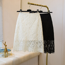 批发实拍大码女装2026夏季新款法式加厚针织花边蕾丝A字大摆半身裙