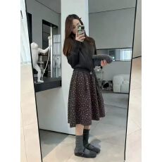 批发韩系碎花高腰显瘦复古气质a字裙2026秋季新款中裙女裙半身裙