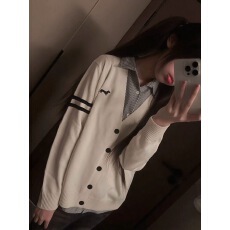 批发秋冬新款老钱风假两件针织开衫POLO衫女宽松休闲百搭<b class='q'>情侣</b><b class='q'>长袖</b>上衣